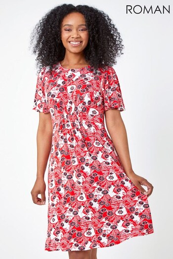 Roman Red Petite Floral Stretch Tea Dress (R24629) | £38