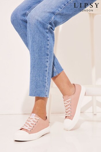 Lipsy Pink Regular Fit Low Top Lace Up Canvas Trainer (R24653) | £25