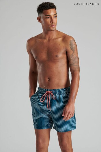 South Beach Green Stripe Swim Short With Contrast Tie (R27323) | £22