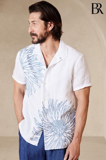 Banana Republic White Louis Linen Resort Shirt (R27844) | £75