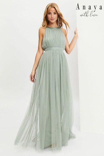 Anaya With Love Sage Green Halter Maxi Dress (R28936) | £77
