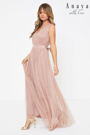Anaya With Love Light Pink Bow Back Wide Strap Maxi Dress (R28939) | £70