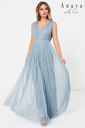 Anaya With Love Light Blue Bow Back Wide Strap Maxi Dress (R28942) | £24
