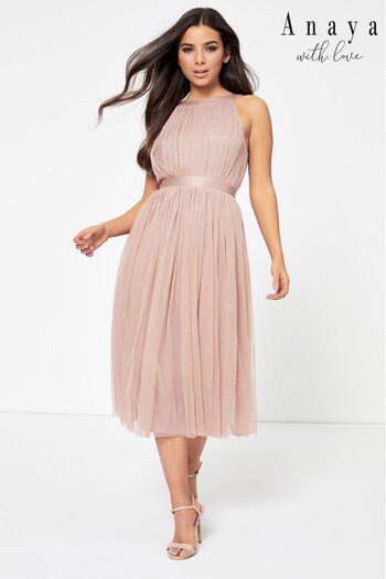 Anaya With Love Light Pink Halter Midi Dress (R28944) | £55