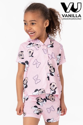 Vanilla Underground Pink Disney Minnie Mouse Short Button Up Pyjamas - Girls (R29412) | £16