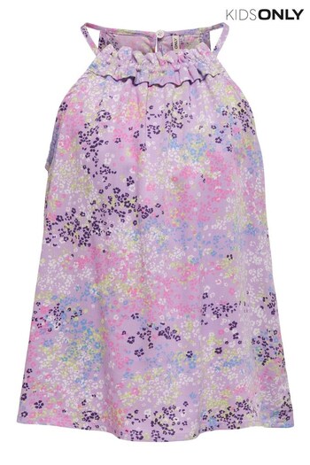 ONLY KIDS Purple Halterneck Ditsy Floral Print Blouse (R29920) | £15