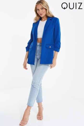 Quiz Royal Blue Woven Ruched Sleeve Tailored Blazer (R29921) | £50