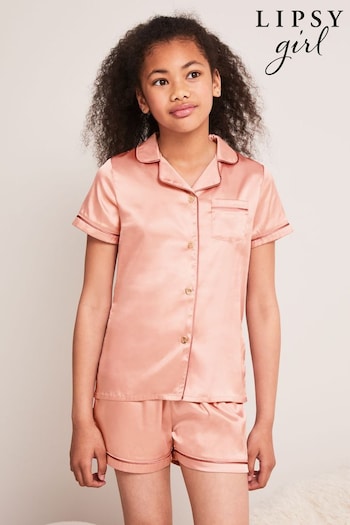 Lipsy Pink Rose Satin Pyjamas (R30080) | £19 - £27