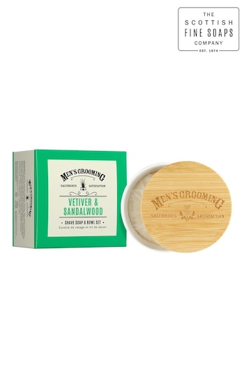 Scottish Fine Soaps Vetiver & Sandalwood Shave Soap & Bowl Set 100g (R30095) | £27.50