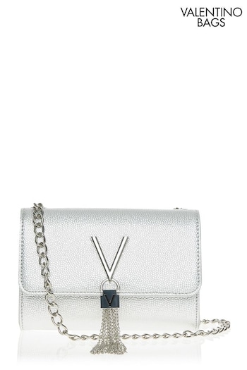 Valentino Bags Silver Divina Crossbody Tassel Bag (R31858) | £69