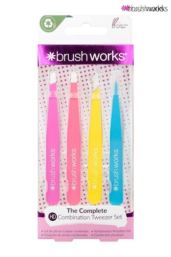 Brushworks HD 4 Piece Combination Tweezer Set (R32102) | £8