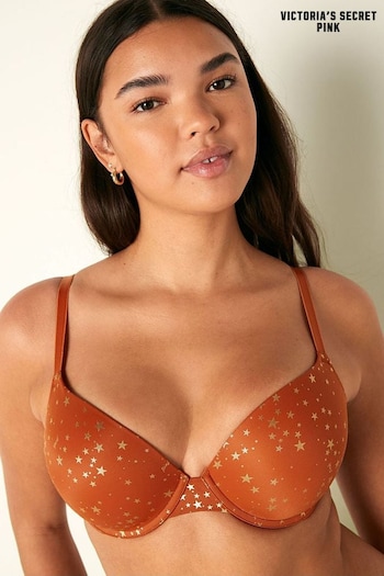 Victoria's Secret PINK Cinnamon Orange Foil Star Push Up Bra (R34641) | £30