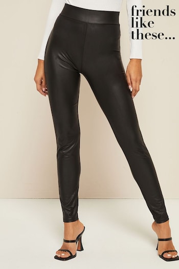 Friends Like These Black Faux Leather Look Leggings (R35444) | £24