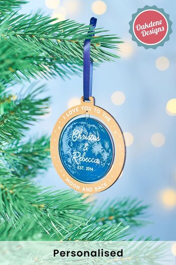 Personalised Couples Moon Christmas Bauble by Oakdene Designs (R35738) | £10