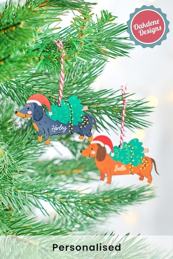 Personalised Christmas Sausage Dog Decoration by Oakdene Designs (R35740) | £9