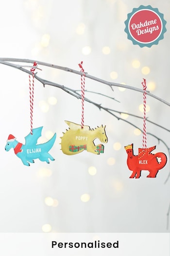 Personalised Children's Christmas Dragon Decoration by Oakdene Designs (R35746) | £9