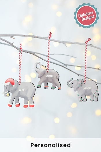 Personalised Family Elephant Christmas Decoration by Oakdene Designs (R36146) | £9