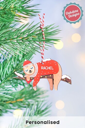 Personalised Christmas Sloth Decoration by Oakdene Designs (R36190) | £9