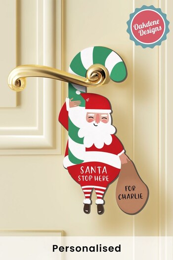 Personalised Children's Santa Stop Here Door Hanger Sign by Oakdene Designs (R36554) | £14