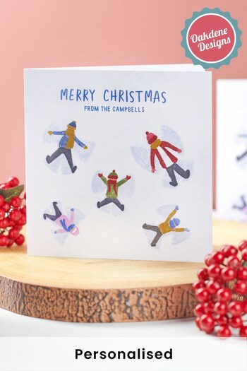 Personalised Family Snow Angel Christmas Card Pack by Oakdene Designs (R36587) | £12