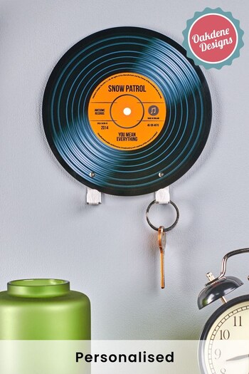 Personalised Vinyl Record Key Hook by Oakdene Designs (R36940) | £17