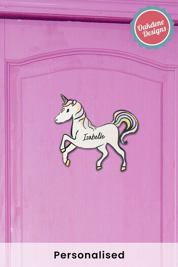 Personalised Children's Unicorn Room Name Sign by Oakdene Designs (R36942) | £17