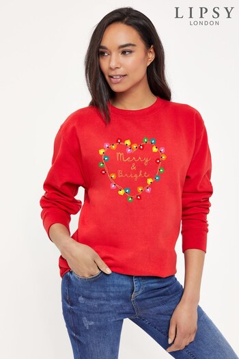 Lipsy Red Kelly Christmas Merry And Bright Women's Sweatshirt (R37818) | £25