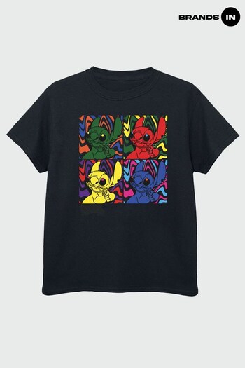 Brands In Black Lilo & Stitch David Bowie At The Kit Kat Club Pop Art Boys White T-Shirt (R38146) | £17
