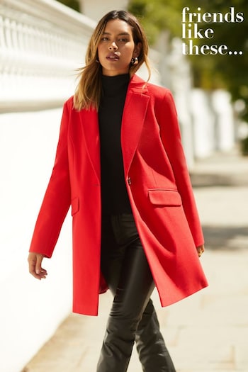 Mugs & Cups Lipstick Red Tailored Button Coat (R38305) | £66