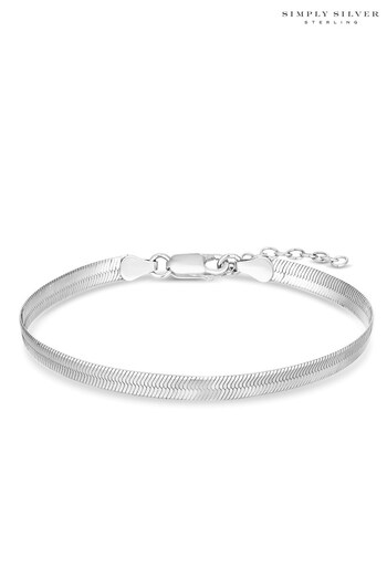 Simply Silver Sterling Silver 925 Flat Snake Bracelet (R38608) | £45