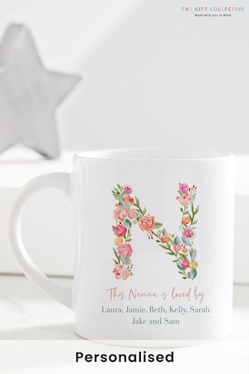 Personalised Floral Letter Nanna Mug by Gift Collective (R43033) | £13.50