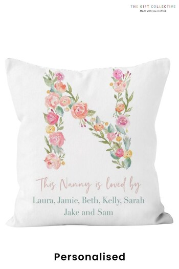 Personalised Floral Letter Nanna Cushion by Gift Collective (R43037) | £28