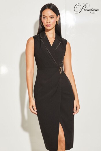Lipsy Black Premium Chain Tuxe Sleeveless Midi Dress (R44430) | £95