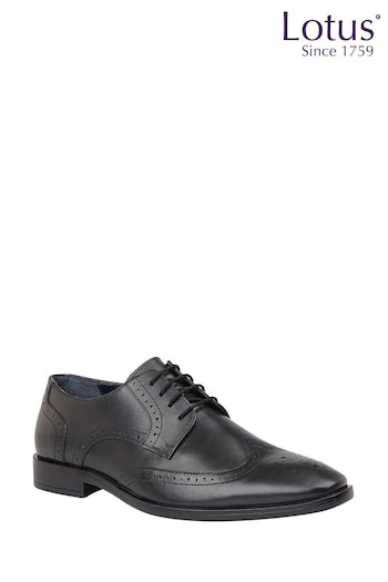 Lotus Footwear Black Mens Leather Lace Up Derby Brogue Shoe (R44661) | £50