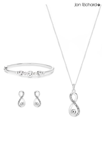 Jon Richard Silver Plated Crystal Infinity Jewellery Set In A Gift Box (R45225) | £30