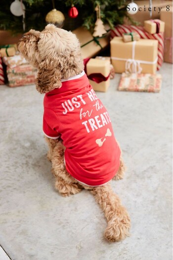 Society 8 Red Just Here Christmas Jumper - Dog (R45300) | £18