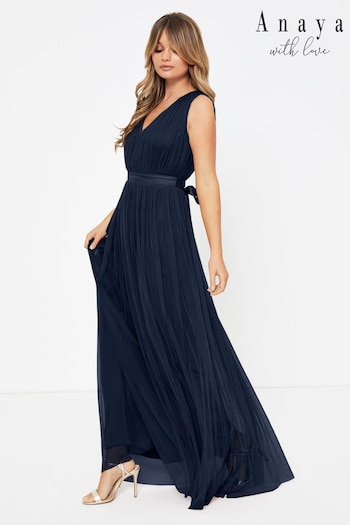 Anaya With Love Navy Blue Bow Back Wide Strap Maxi Dress (R45437) | £70