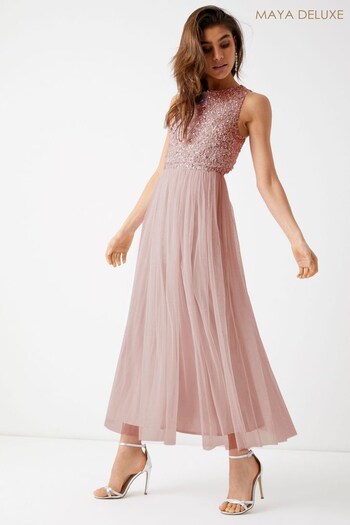 Maya Pink Sleeveless Sequin Midaxi Overlay Dress (R45502) | £90