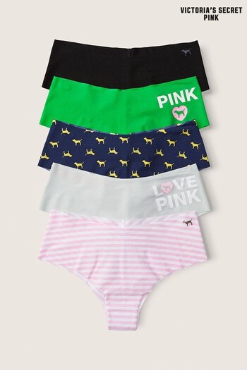 Victoria's Secret PINK Black/Green/Pink/Grey PINK Originals Cheeky Smooth No Show Knickers 5 Pack (R48666) | £25
