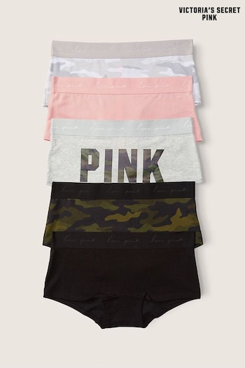 Victoria's Secret PINK Black/Grey/Pink/Green Short Knickers Multipack (R48914) | £25