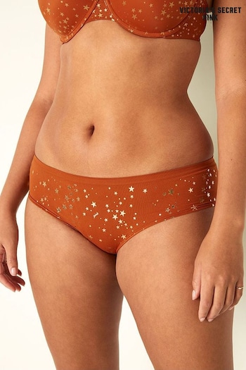 Victoria's Secret PINK Cinnamon Spice Orange Foil Stars Seamless Hipster Knickers (R49367) | £9