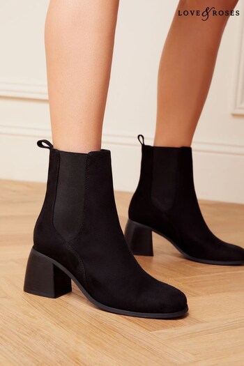 Suit Fit Guide Black High Block Heeled Chelsea Boot (R50903) | £58