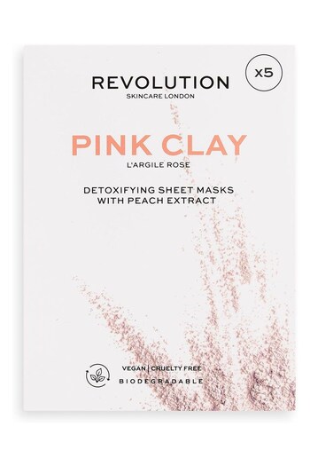 Revolution Skincare Biodegradable Detoxifying Pink Clay Sheet Mask Set (R51353) | £8