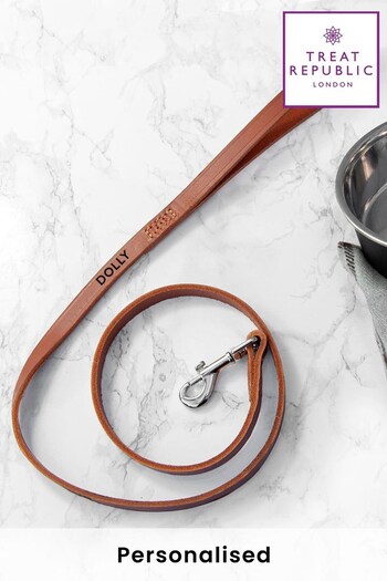 Personalised Classic Brown Leather Dog Lead by Treat Republic (R52478) | £29