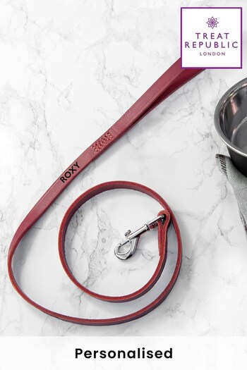 Personalised Classic Red Leather Dog Lead by Treat Republic (R52481) | £32