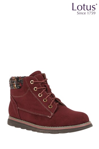 Lotus Footwear Burgundy Lace-Up Ankle Boots (R53647) | £50
