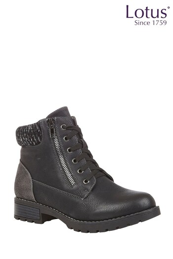 Lotus Footwear Black Lace-Up Ankle Boots (R53696) | £65