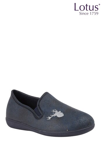 Lotus Footwear Navy Full Shoe Slippers (R53778) | £30