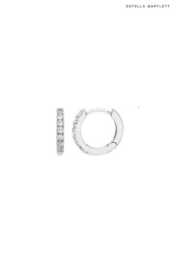 Estella Bartlett Silver Pave Set Hoop Earrings with White CZ (R56803) | £25