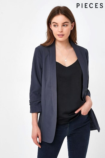 Pieces Charcoal Relaxed Ruched Sleeve Workwear Blazer (R60844) | £42